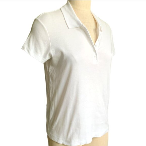 Jones New York Sport Short Sleeve Polo Shirt 100% Cotton Womens L White #40K - Picture 3 of 7
